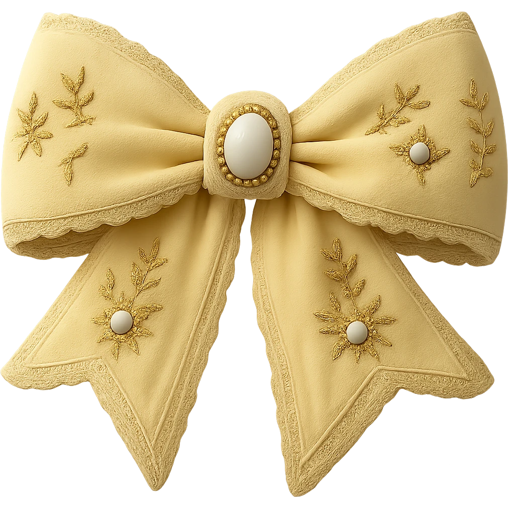 Make the gothic bow and accessories pastel yellow, keep lace and velvet details, photorealistic style, keep background transparent. emoji