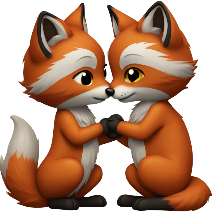 Two foxes kissing emoji