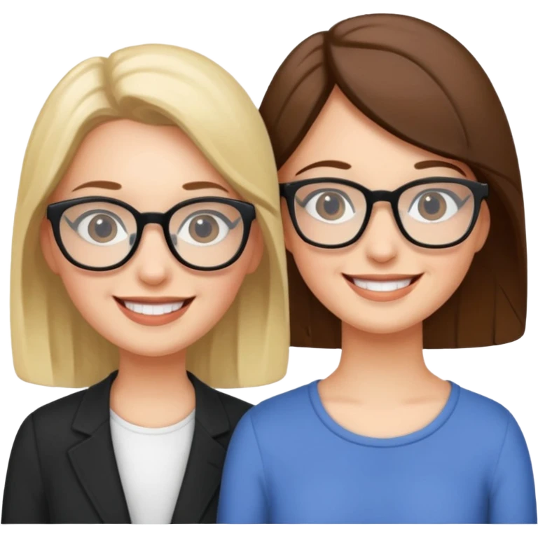 Woman wearing glasses with friend emoji