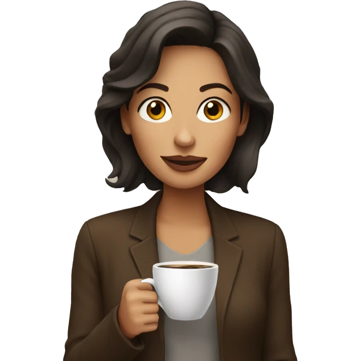 brunette woman drinking coffee emoji