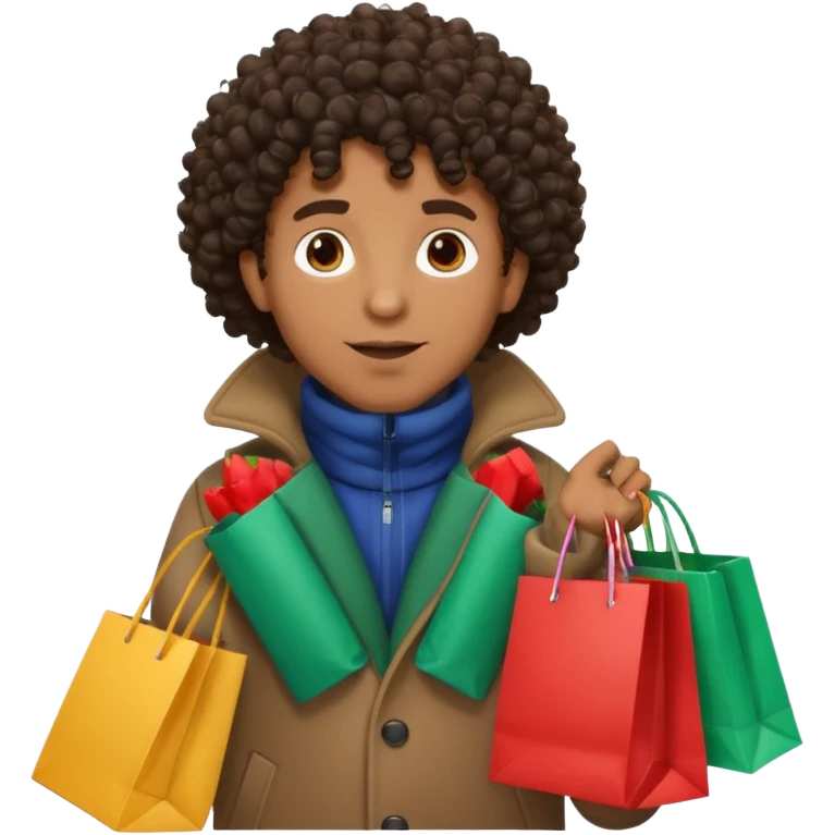 black man with curly hair shopping emoji