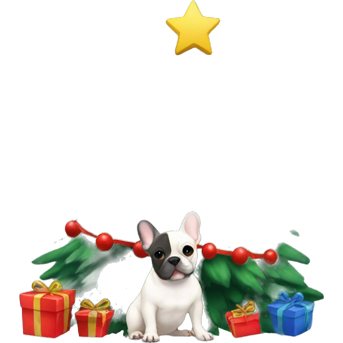 French bulldog with christmas tree emoji
