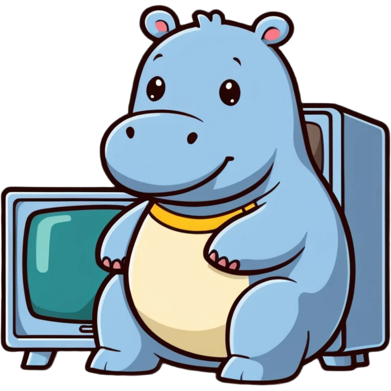 hippo watching TV emoji