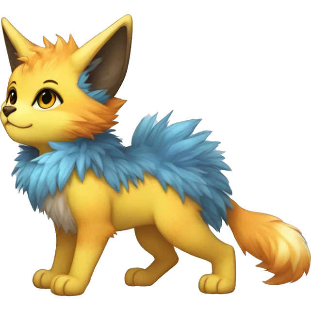 Anthro-Edgy-Cool-Blue-Yellow-Beige-Orange-Contrast-Colors-Fantasy-Fur-Sona-Chibi-Shiny-Fakémon-Hybrid full body emoji