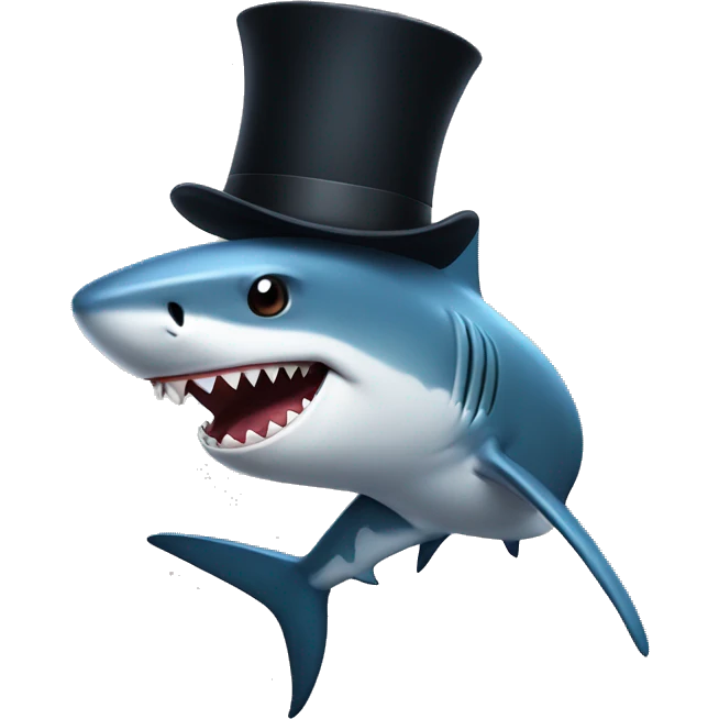 Shark with a top hat emoji