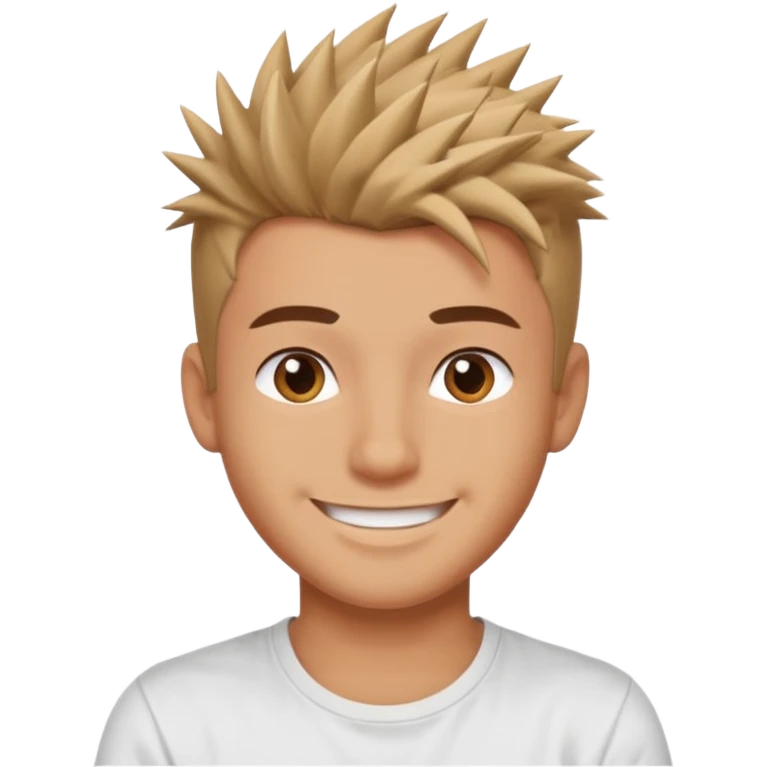 young man smiling with a slightly spiky hairstyle emoji