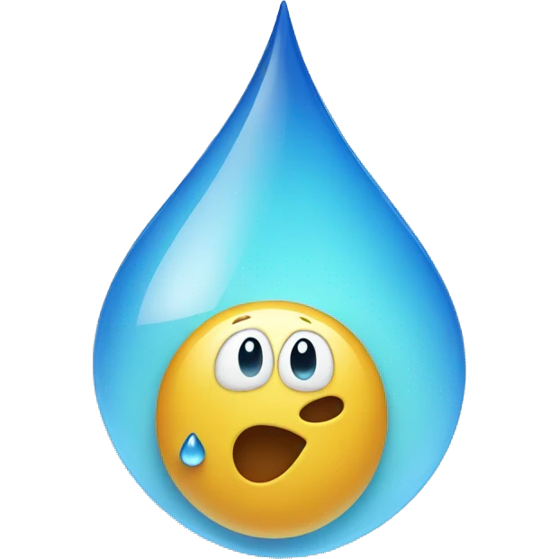 Water drop upon blue heart  emoji