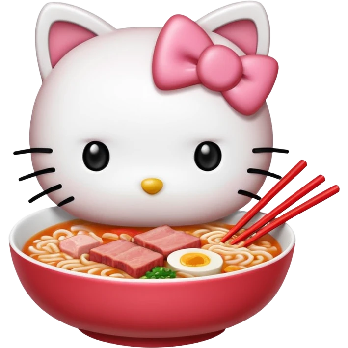 Hello kitty eating SPAM ramen emoji