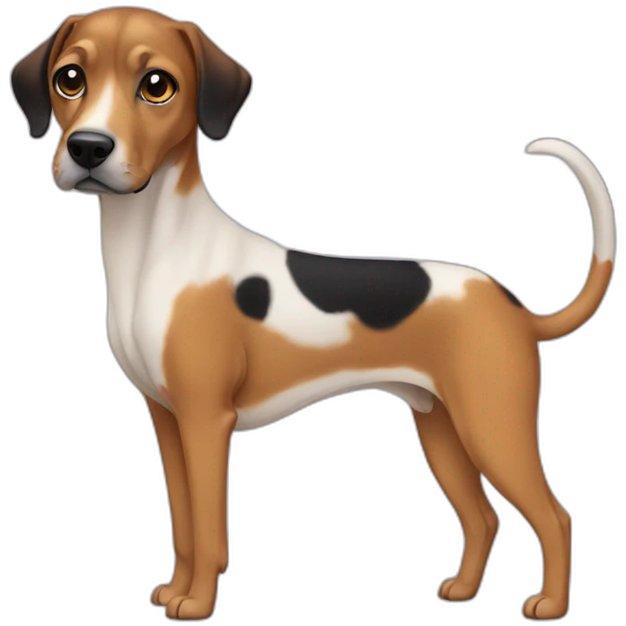 mixed breed caramel long legs black face emoji