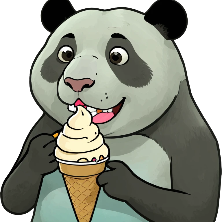Panda eating ice cream emoji