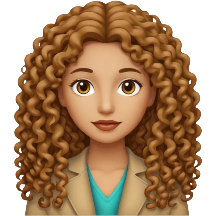Mujer piel canela y pelo rizado largo , el pelo un poco más oscuro  emoji