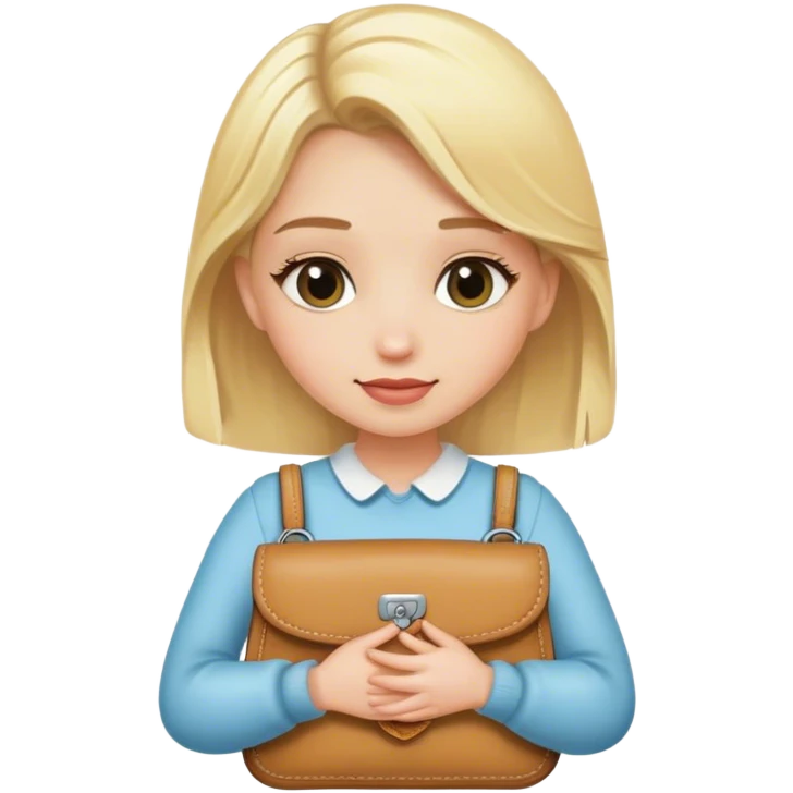 Blonde girl with a hug purse emoji