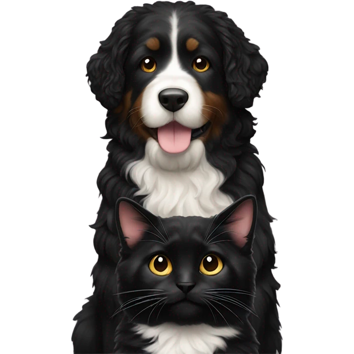 All Black cat with bernedoodle emoji