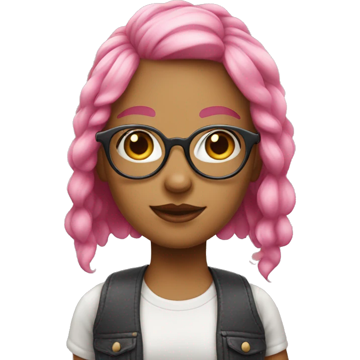 girl wearing big glasses with pink hair  emoji
