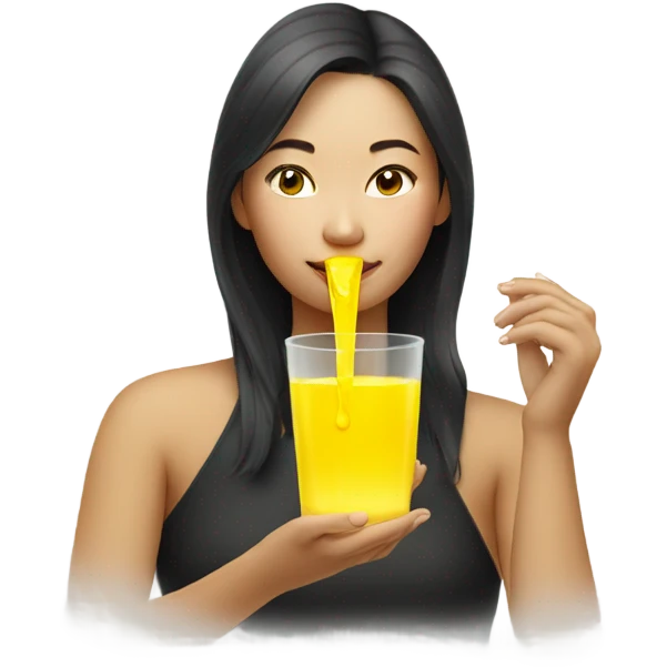 asian woman drinking yellow liquid emoji