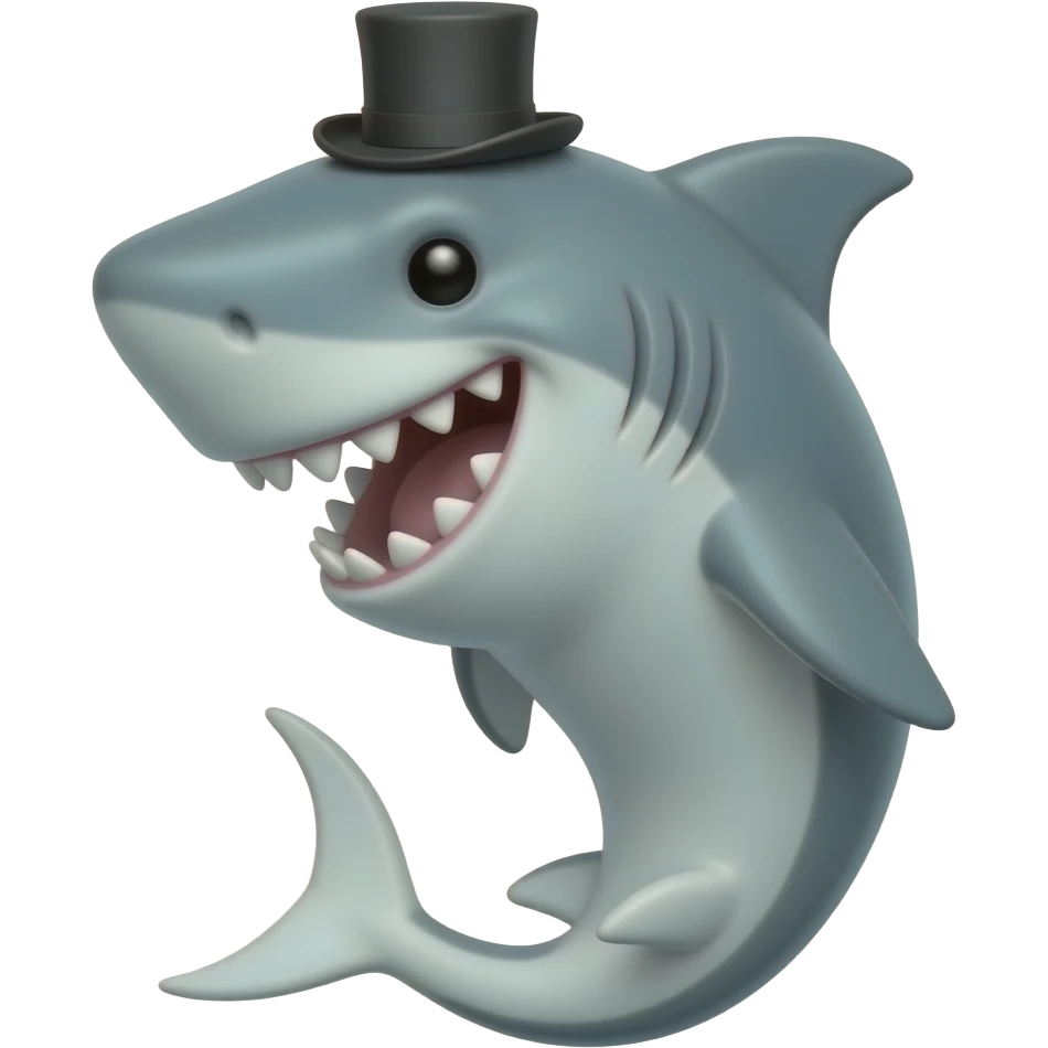 Shark with a top hat emoji