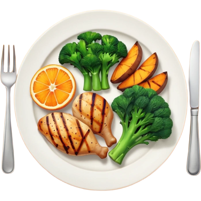 1 protein (chicken, fish)
 + 2 (or more) veggies
 + 1 starch (sweet potato or grain) emoji