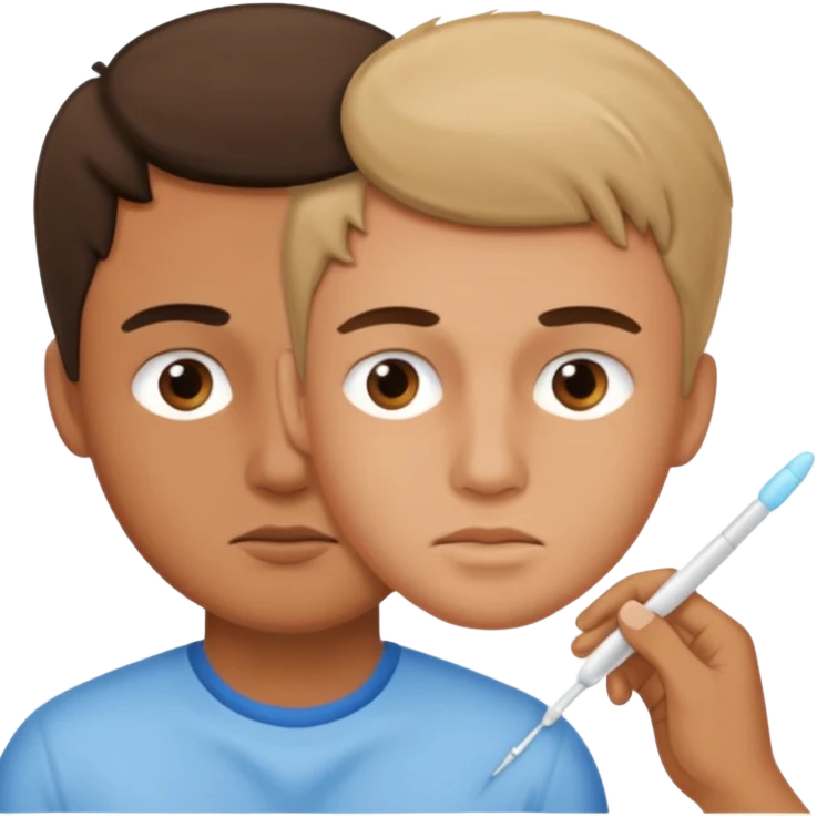 cheek swab for young man, emoji