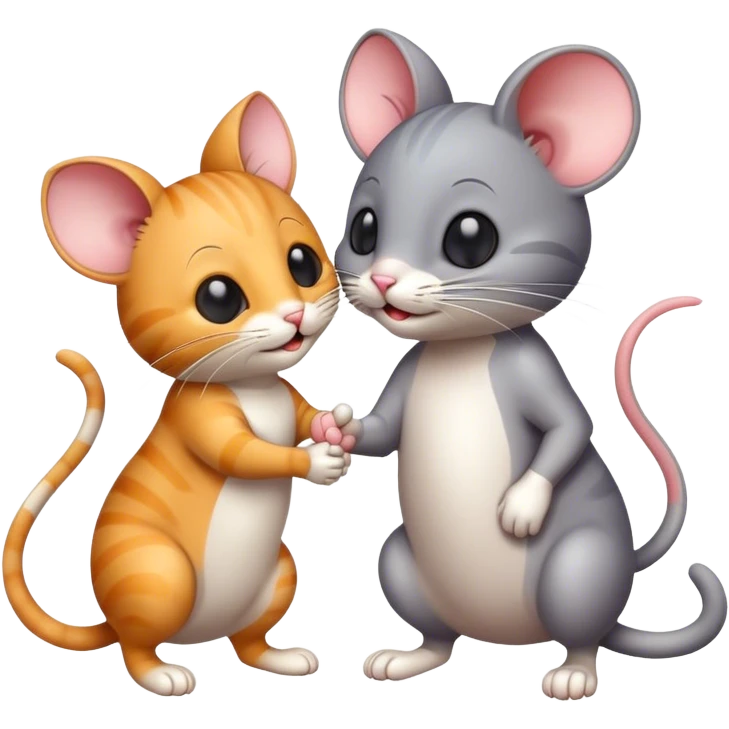 a cat and a mouse shaking hands emoji