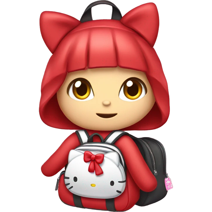make a cute red hello kitty backpack with her bow on the front emoji