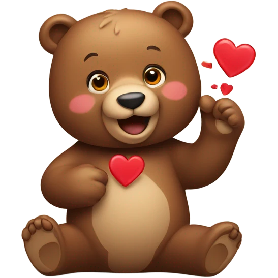 Bear throwing hearts emoji