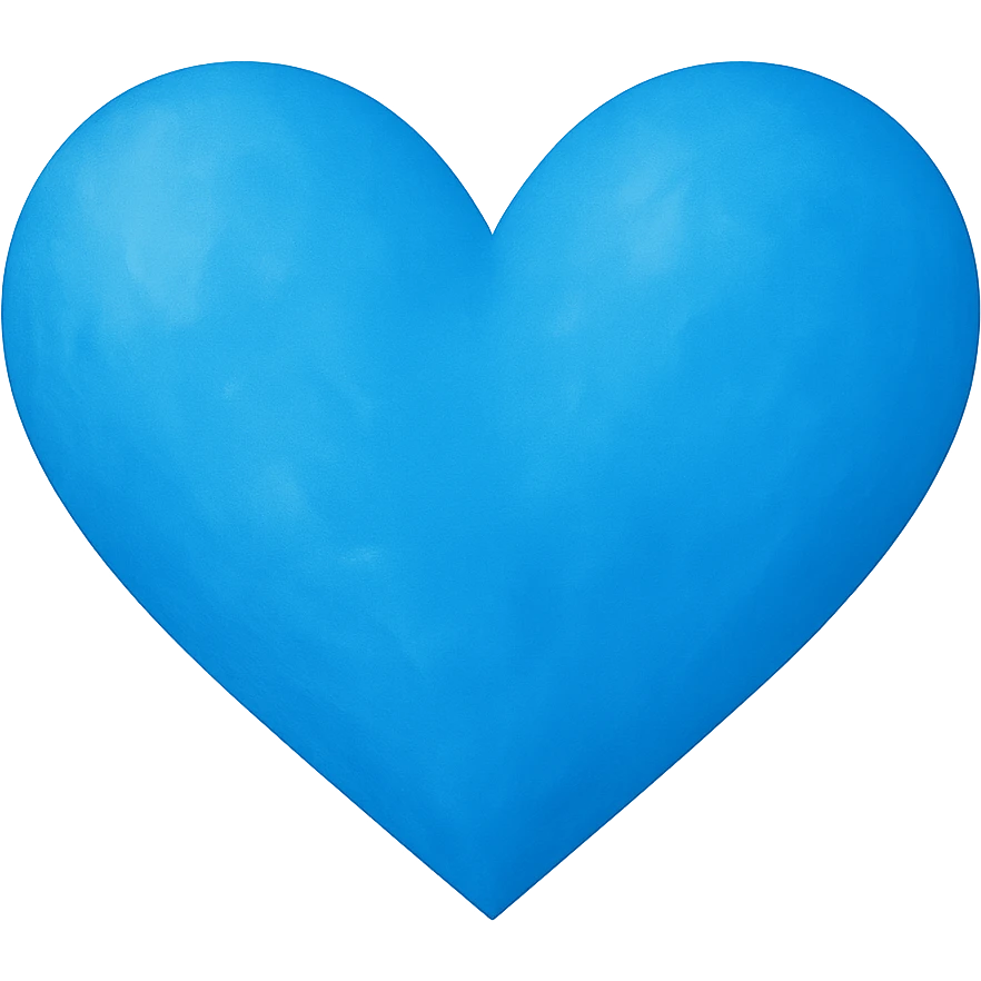 heart with a vivid sky blue color, digital illustration emoji