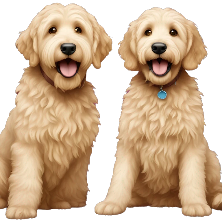 two golden labradoodles playing emoji