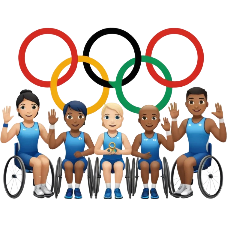 paralympic games avec des athletes disable avec les anneaux emoji