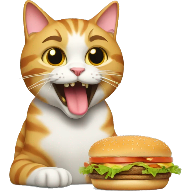 Cat eating burger emoji