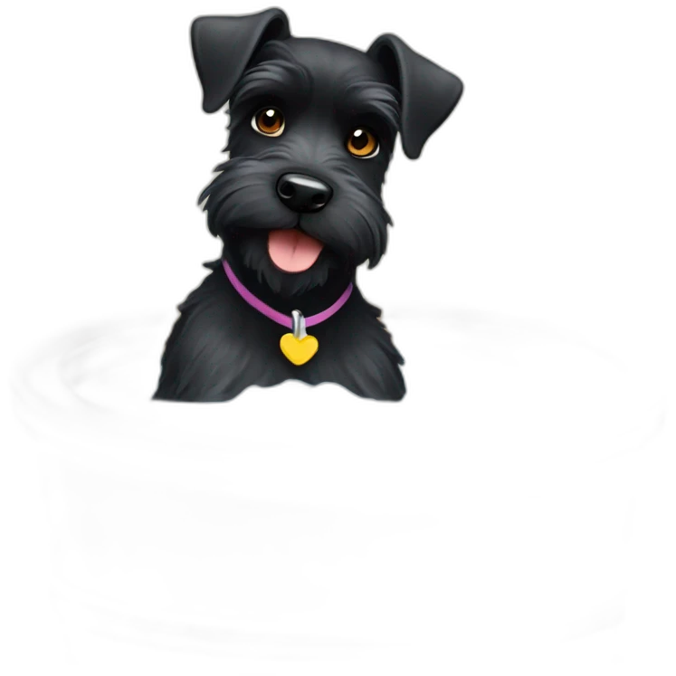 Miniature black Schnauzer in a hot tub emoji