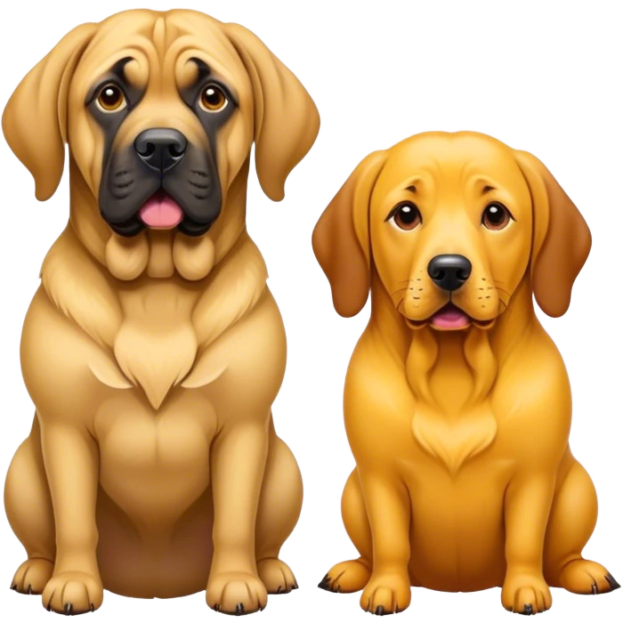 english mastiff and yellow wiener dog emoji