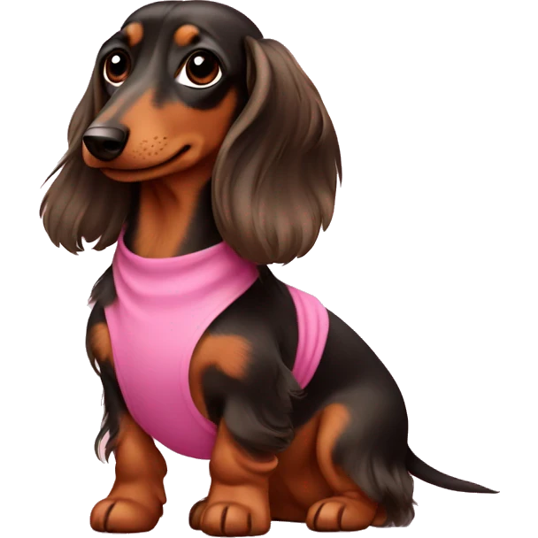 Dachshund long hair with pink dress emoji