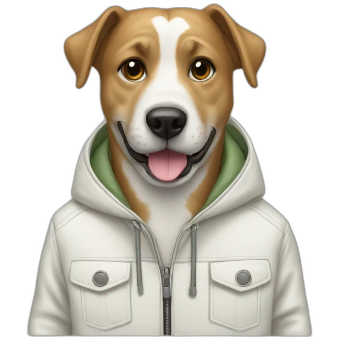 dog white a jacket in crocodile emoji