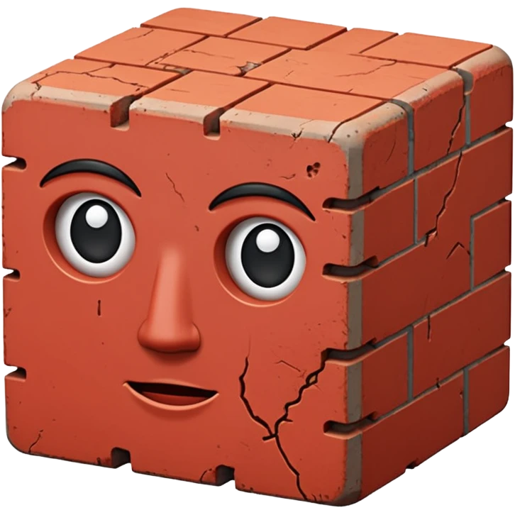 A cuboid made of brick with a face emoji
