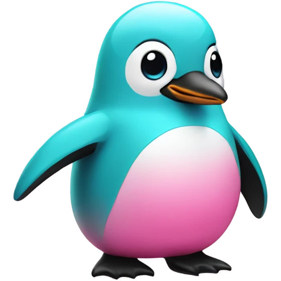 Pink and turquoise penguin  emoji