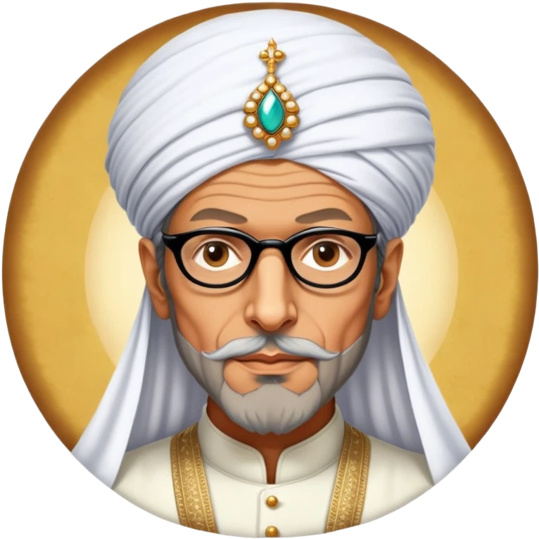 Jeff Goldblum no glasses as a regal portrait dressed as suleiman-the-magnificent,-depicted-as-a-regal-ottoman-sultan-adorned-with-a-large,-white,-round,-tall-turban-and-a-majestic-grey-beard,-his-commanding-gaze-bathed-in-warm,-historic-lighting-that-exudes-time with a large beard **no glasses** emoji