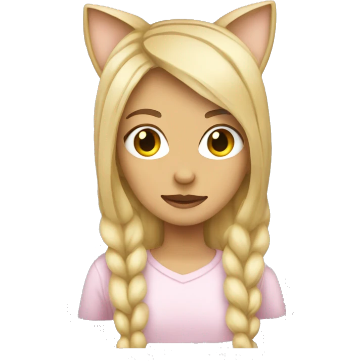 Blonde long hair girl with cat ears emoji pack emoji