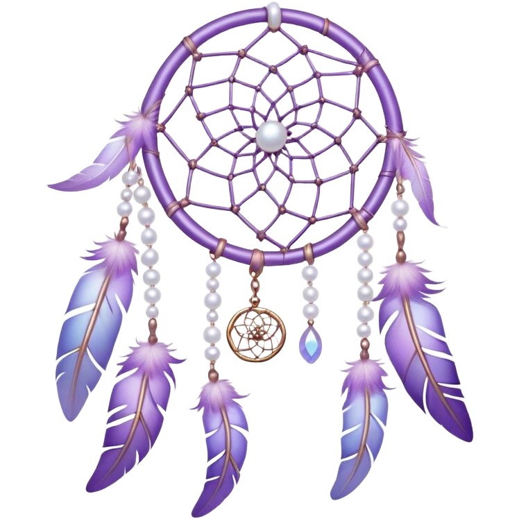 Iridescent Pastel Violet lavender dreamcatcher, white bead pearls  emoji