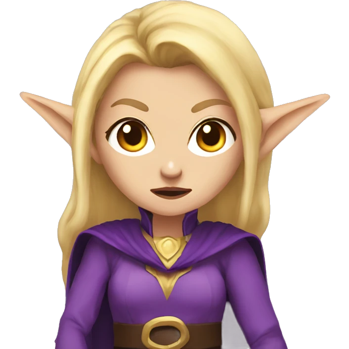 Noble female Elf with Elf ears and blonde hair and purple robes angry emoji