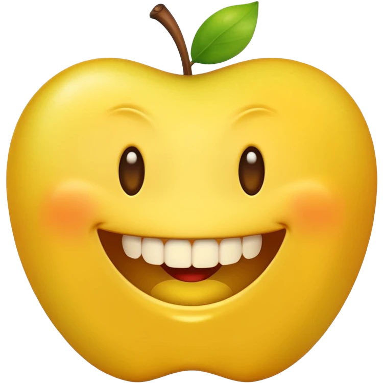 simple yellow emoji character with a big smile and shining gold teeth, Apple emoji style emoji
