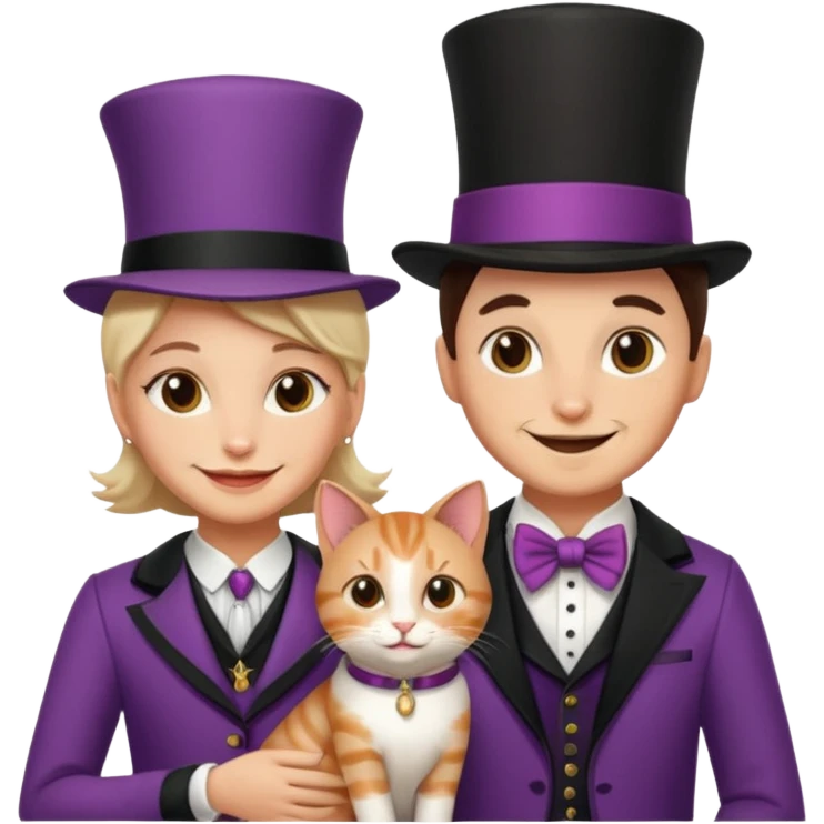 magician couple and their pet cat emoji