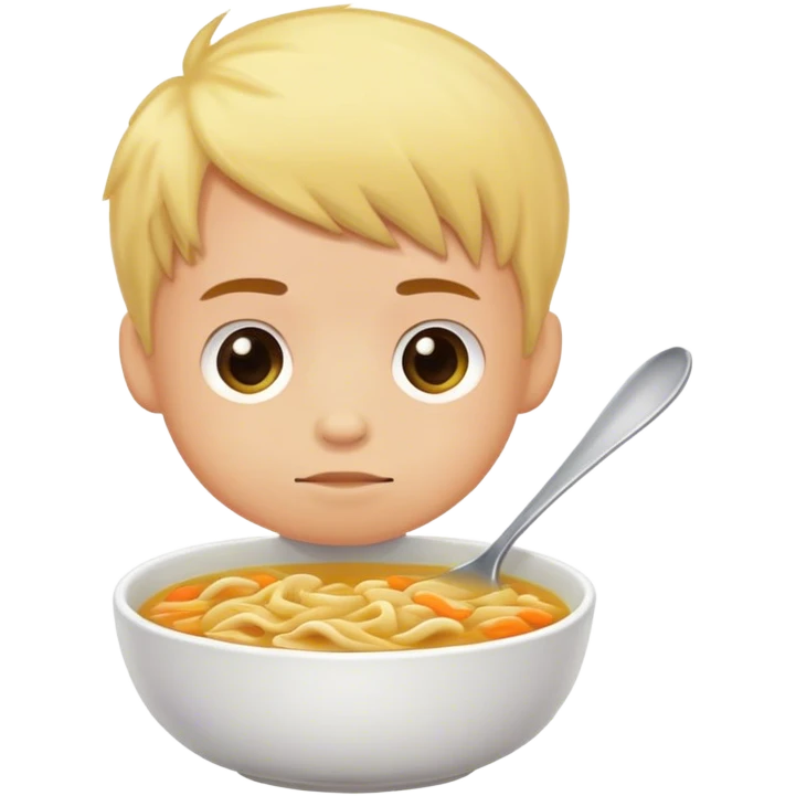 Boy in chicken noodle soup emoji