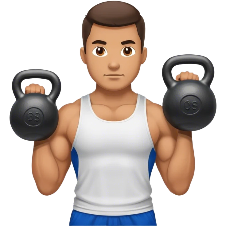 strong man with blue shorts holding kettlebell emoji