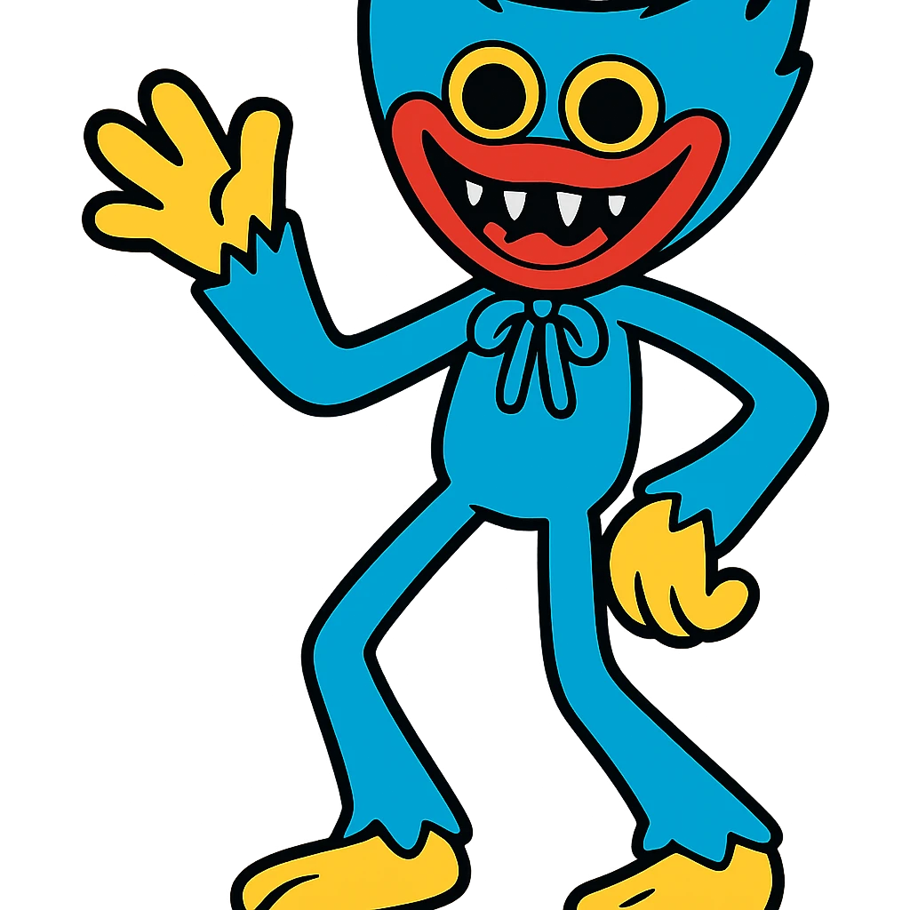 Huggy Wuggy character in vibrant toon style emoji