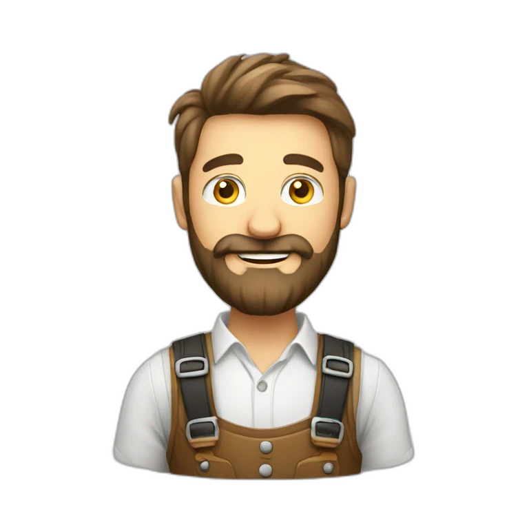 man with beard and lederhosen and laptop emoji