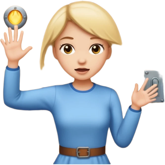 Knock knock with a girl knocking emoji
