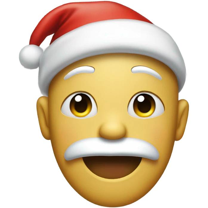 Face with sobbing eyes smiling wearing Santa hat emoji