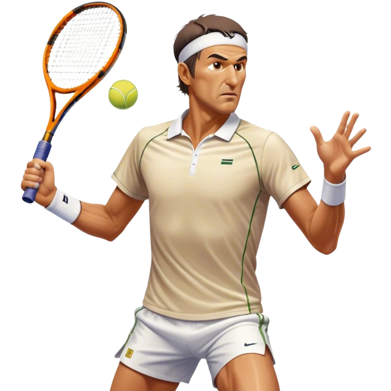Cinematic Realistic portrait of Goran Ivanišević, depicted as an iconic tennis player in dynamic motion with detailed athletic gear and intense focus, illuminated by bold stadium lighting that accentuates his competitive spirit. emoji