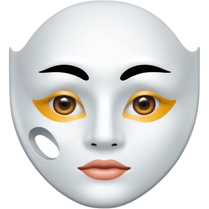 a sheet of white mask pack for face skincare beauty, except on the face, vacant hole on eyes and mouth emoji