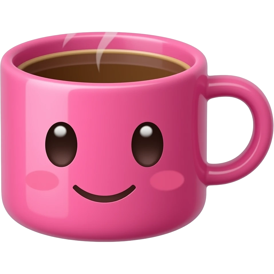 i want you to generate a cute pink mug full of coffee please emoji